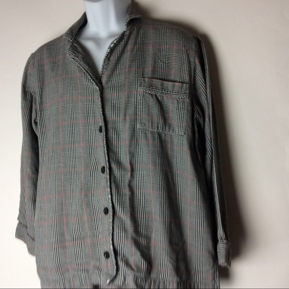 Cabernet‎ Pajama 2PC Set Women's Medium B/W & Red Herringbone Plaid - Picture 3 of 15